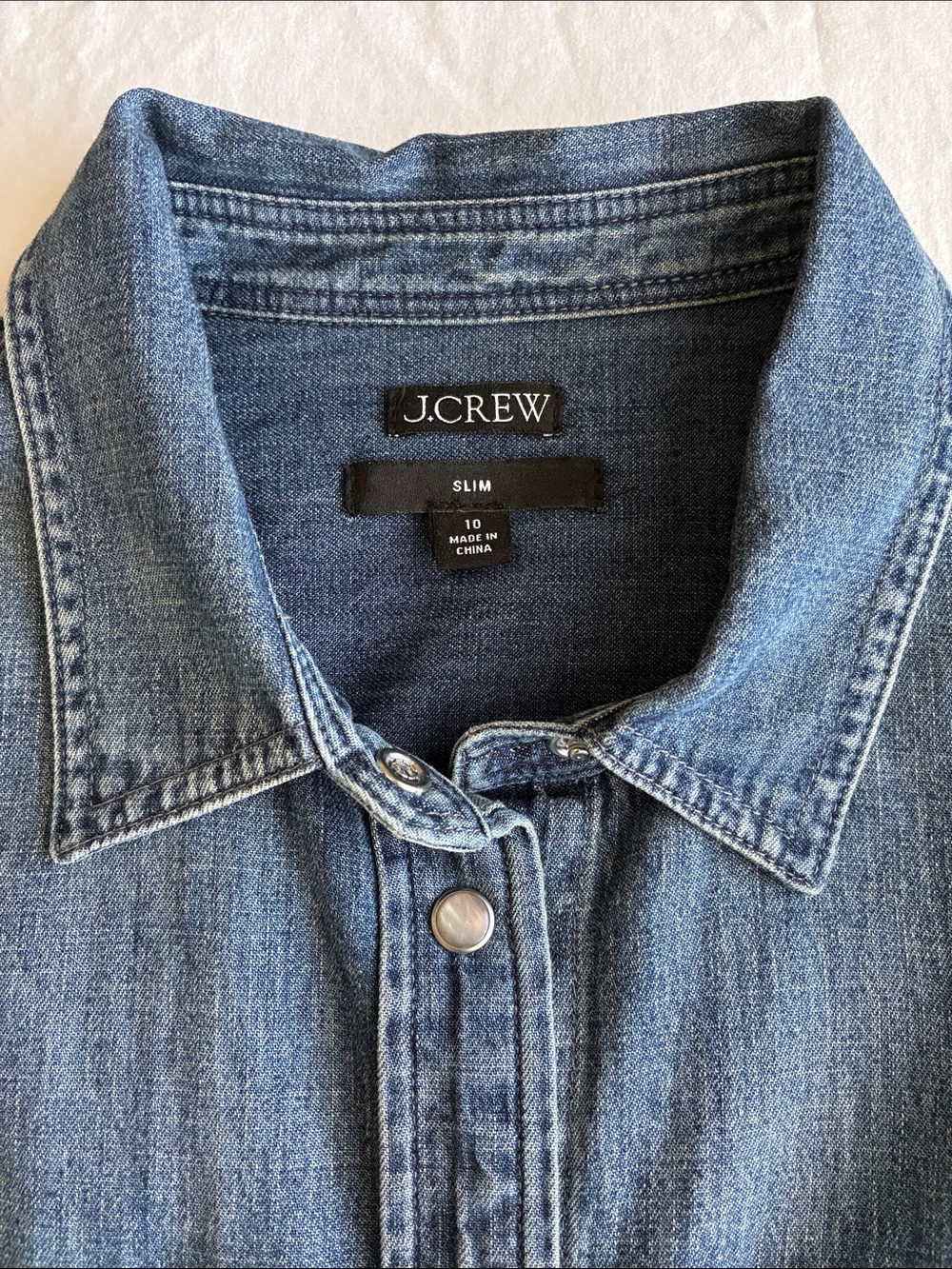 J Crew Slim Chambray Shirt in Blue, Size 10